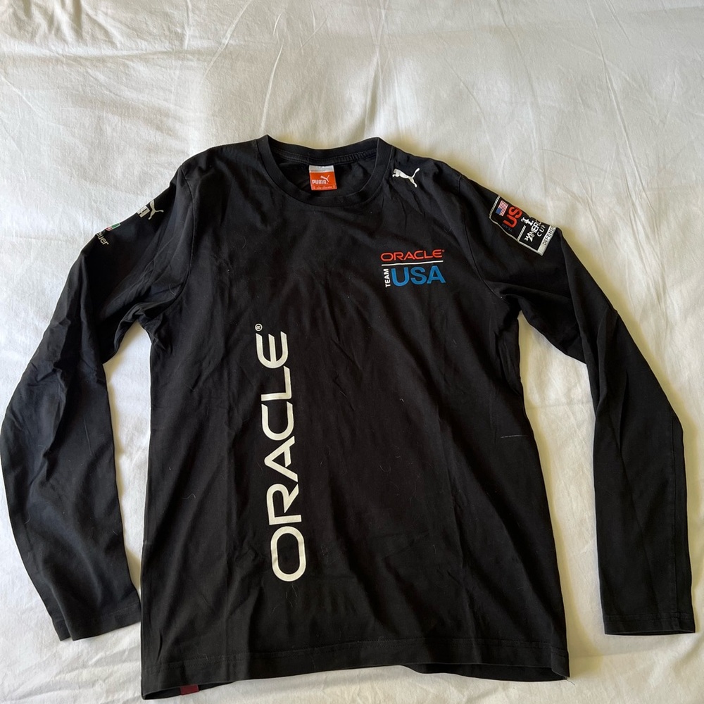 PUMA Men's Black Oracle America's Cup Sailing Cotton Long Sleeve Team USA